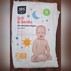 NEW 365 Whole Foods Market Soft & Gentle Ultra-Absorbent Baby Diapers Size 2